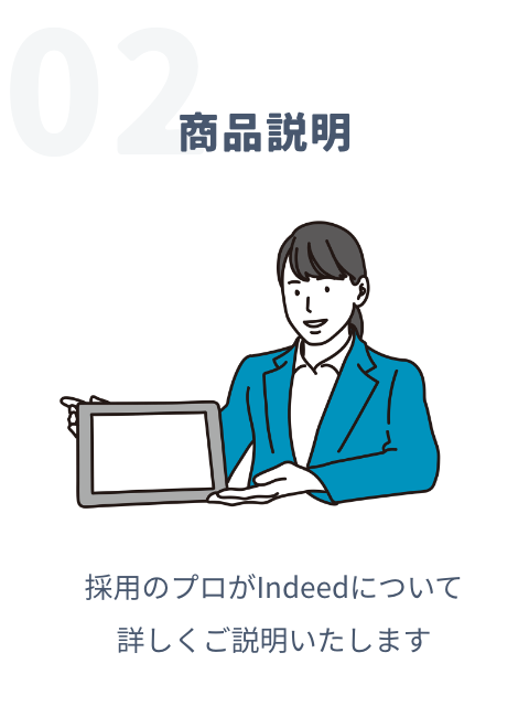 02商品説明 採用のプロがIndeedについて詳しくご説明いたします